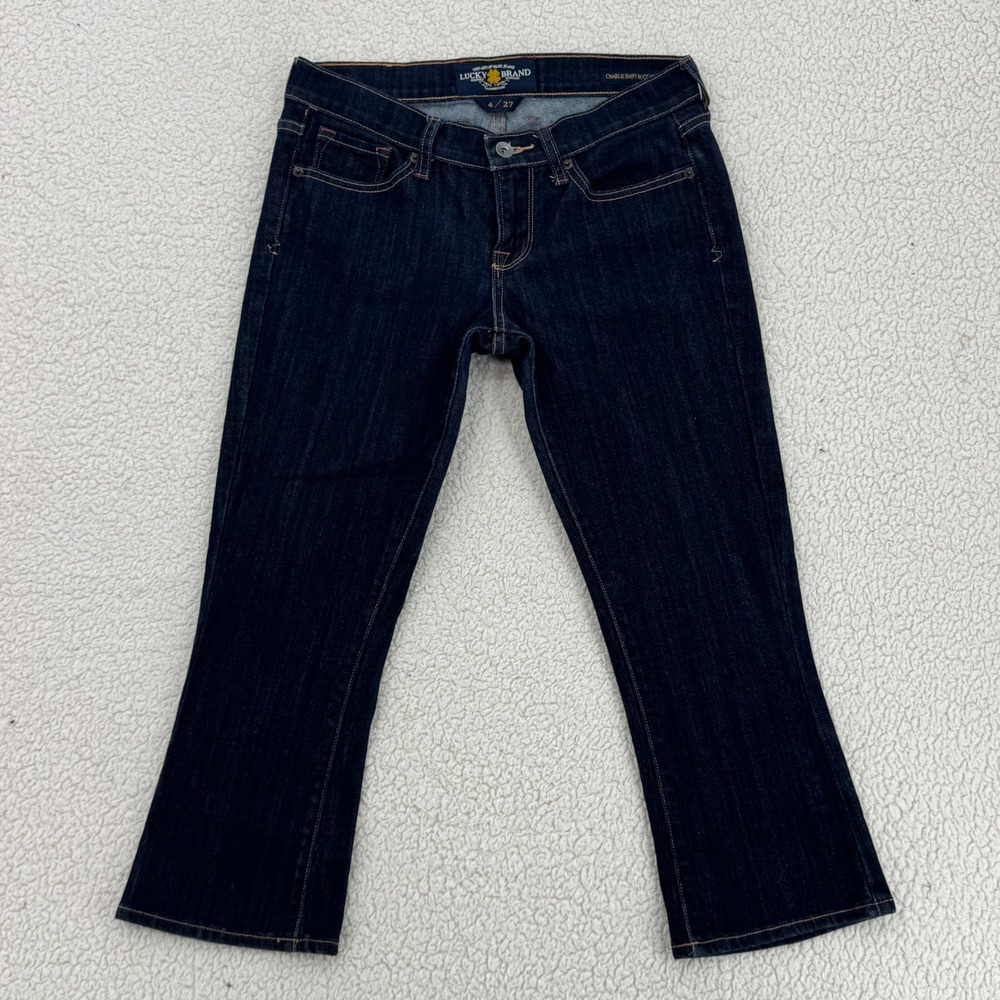 Lucky Brand Charlie Baby Boot Crop Jeans Women Size 4 27 Dark Wash Indigo